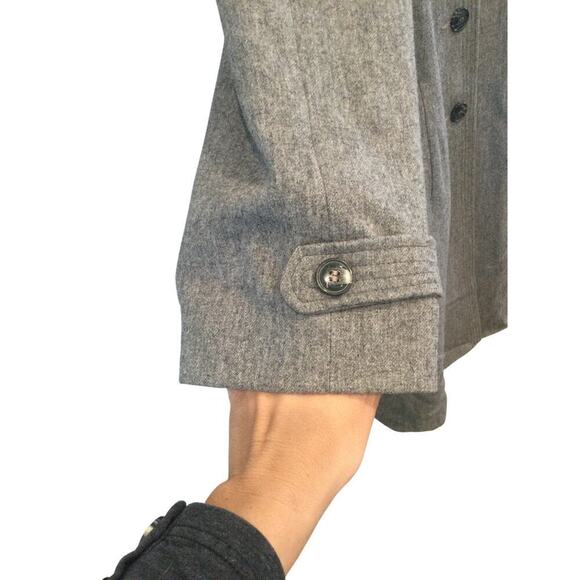 Vtg Womens Wool Long Line Pea Coat Size M L Grey Classic Quiet Luxury Preppy - Picture 8 of 10